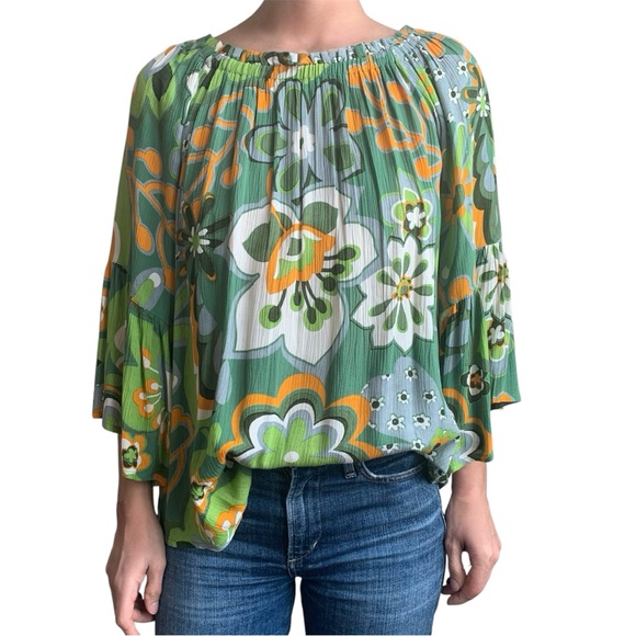 Anthropologie Off-The-Shoulder Bohemian Floral Top Size Small Raga Boho Top NWT - Picture 3 of 11